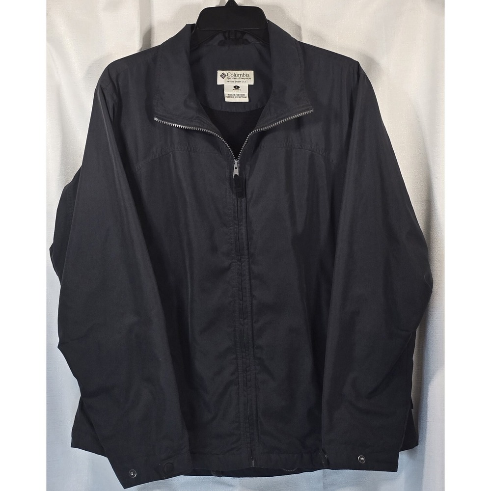 Columbia‎ Womens Black Full Zip Windbreaker Jacket Mesh Lined Large Lightweight